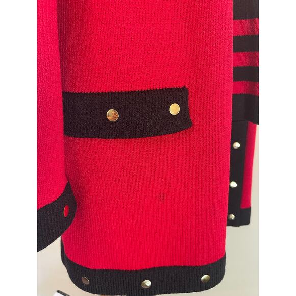 J.S.S knitwear womans jacket suit petite Sm red/black wool blend classic luxury - Picture 10 of 16